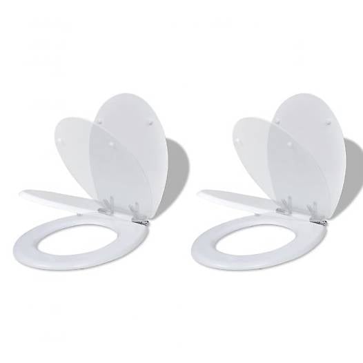 Toilettensitze 2 Stk. mit Absenkautomatik MDF Weiss