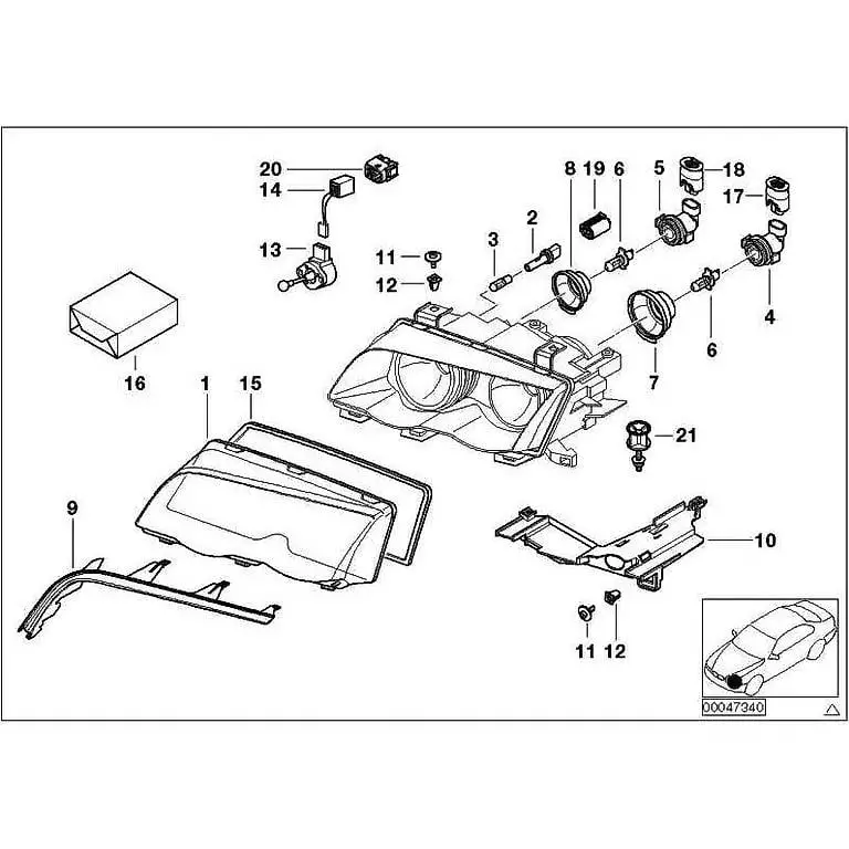 BMW 3er E46 Scheinwerferglas 63126923410 Abdeckscheibe