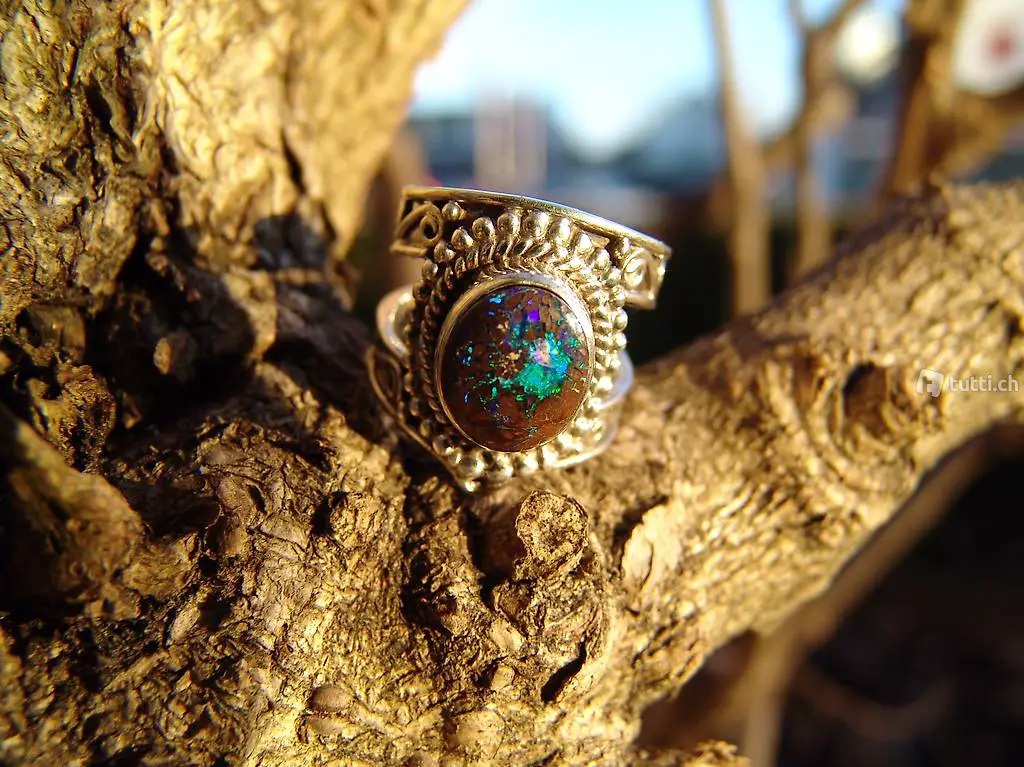 Silberring 925 mit Boulder Matrix Opal