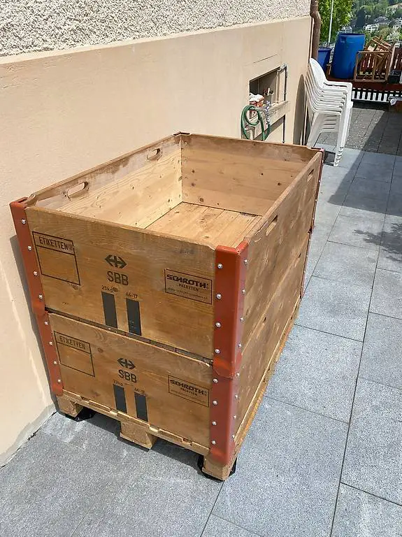 Hochbeet aus Europalette und 2 SBB Rahmen