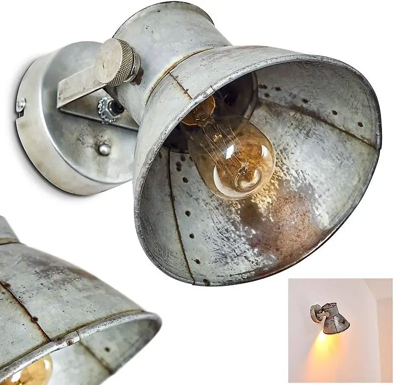 Wandleuchte aus Metall in Grau/Rostfarben