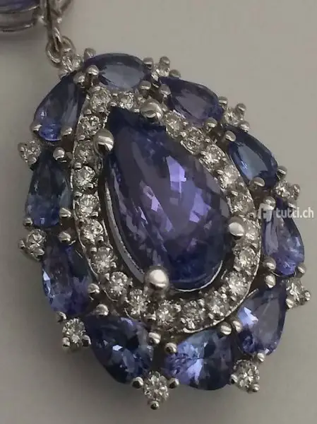 Collier und Ring mit Brillanten und Tansanit
