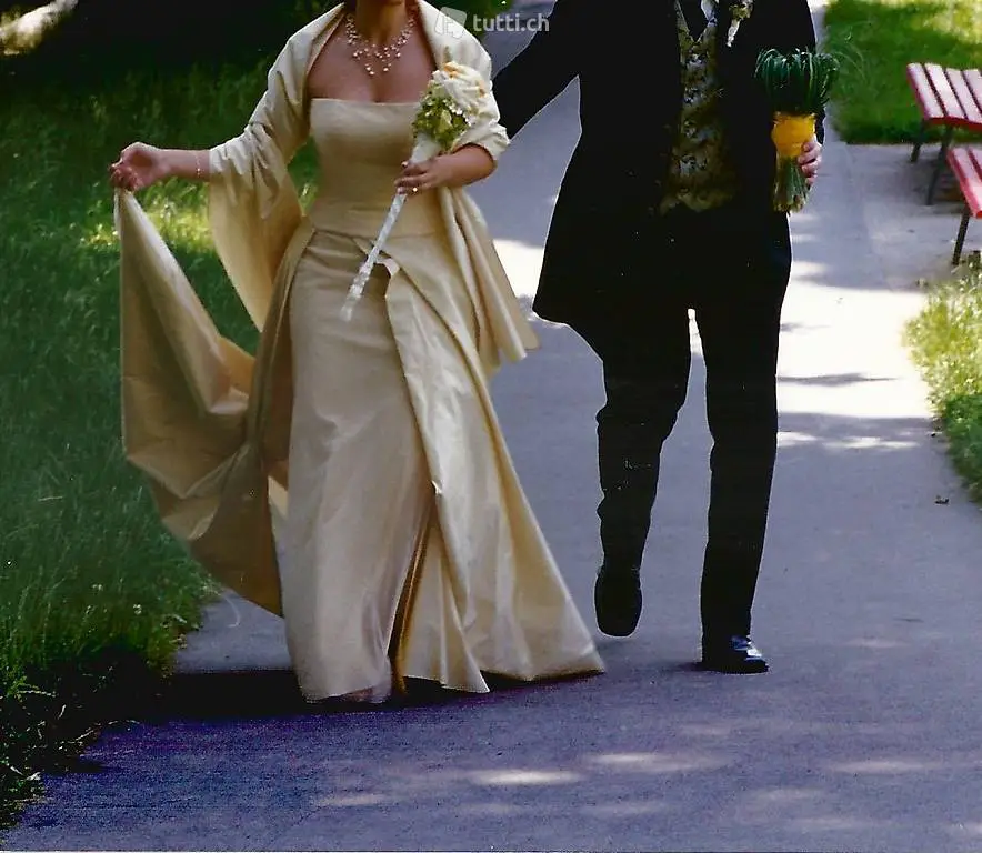 Brautkleid changeant sonnenblumen-gold-gelb, Abendkleid