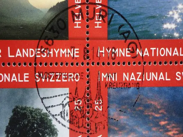  Schweizer Landeshymne, Briefmarke 4er Block