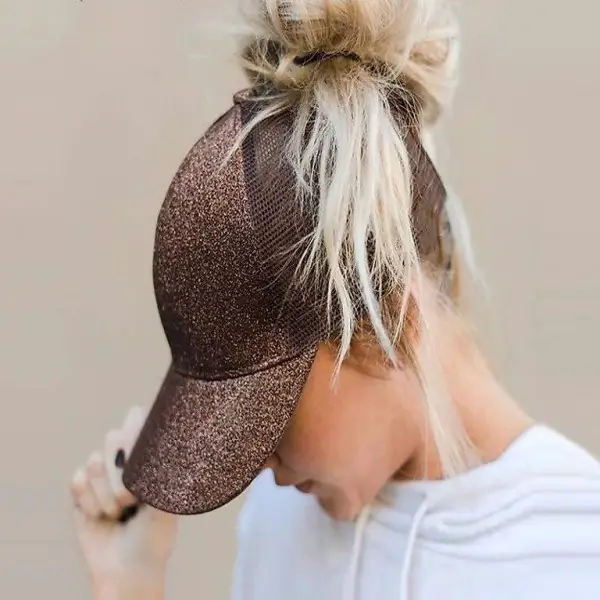  Damen Pferdeschwanz Baseball Kappe Loch für Haare