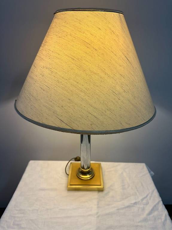 Vintage Tischlampe/ Tischleuchte mit vergoldetem Edelstahl S