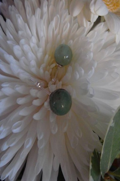 clous d"oreilles Argent 925 rondes Chrysoprase