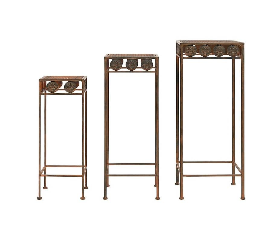 Pflanzenständer-Set 3-tlg. Vintage-Stil Metall Rostfarben