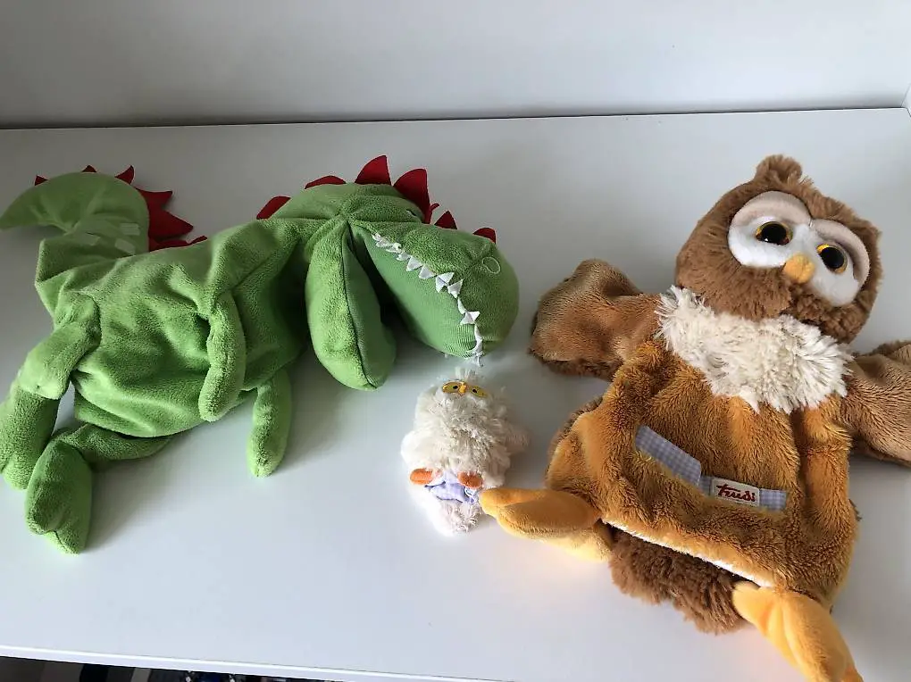 Handpuppen Eule & Drache