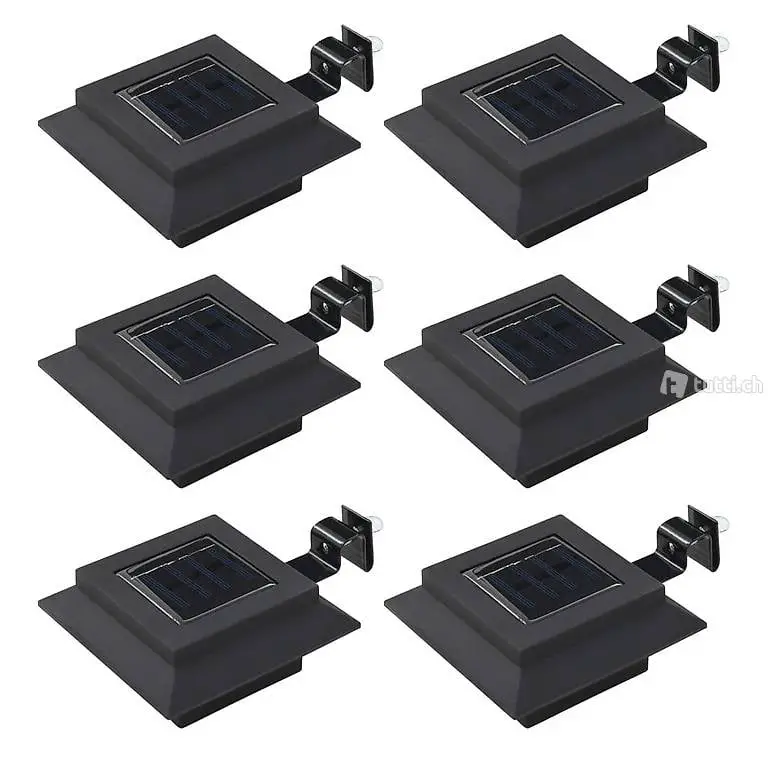  Outdoor Solarleuchten 6 Stück LED Quadratisch 12 cm Schwarz