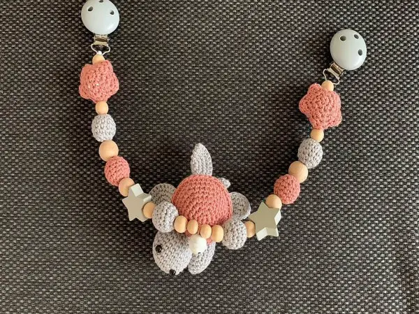 Kinderwagenkette Schildkröte altrosa