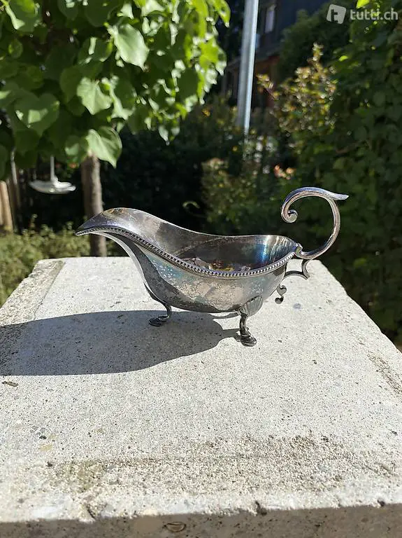 versilberte Saucière aus England Midcentury