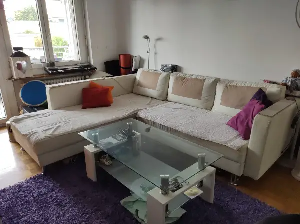 Ecksofa weiss 2.40 m b /2.20 m L, 83cmT