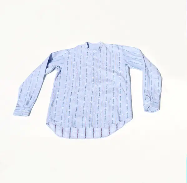 Edelweisshemd Langarm Hellblau ohne Kragen Gr. 176