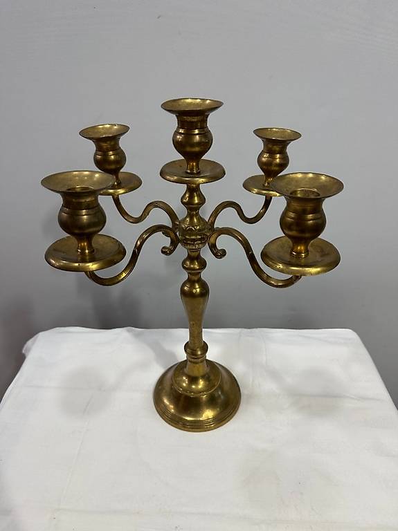 Vintage fünfarmiger Kerzenleuchter aus Messing - Höhe 40 cm