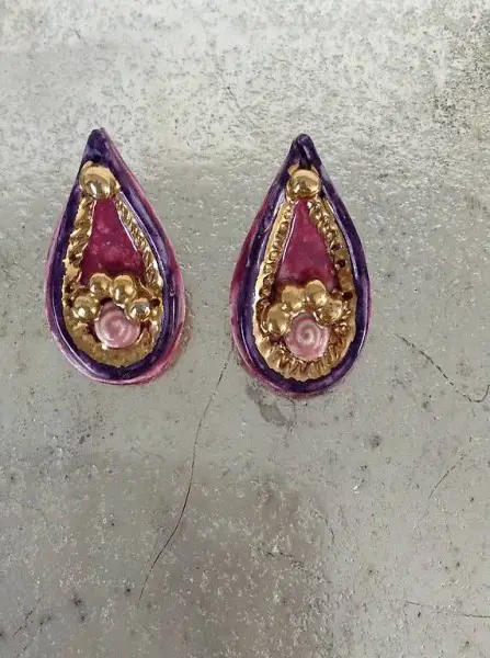 Mega Ohrstecker Pink/Gold - Kunst & Schmuck