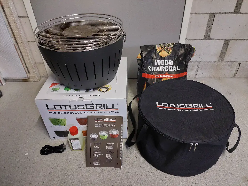 LotusGrill G340 Original Anthrazitgrau, Holzkohle-Tischgrill