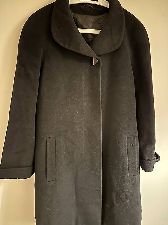 Vintage Lammwolle & Angora Mantel in Schwarz