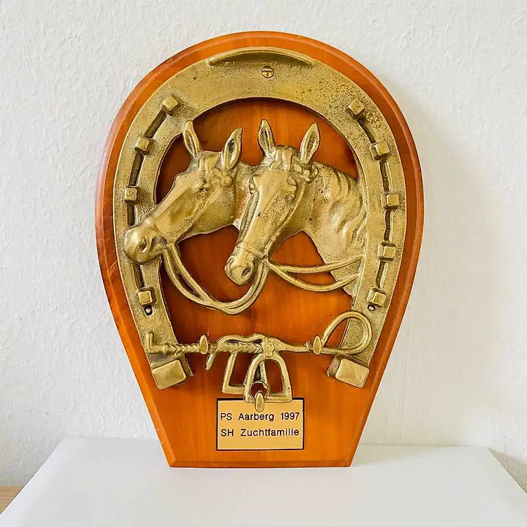 Vintage Hufeisen-Schlüsselhalter aus Messing und Holz 1997