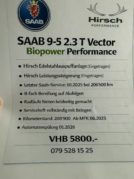 Saab 9-5 2.3t BioPower Vector