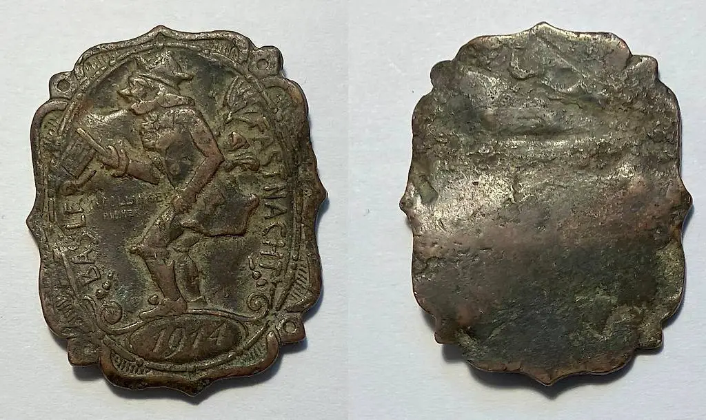 Fasnacht Basel KUPFER 1914 Dummpeter mit Sammelbüchse