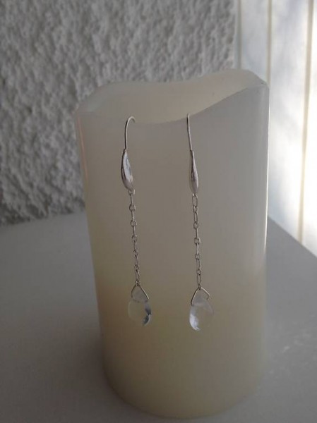 Crochets oreilles Argent 925 cristal de roche