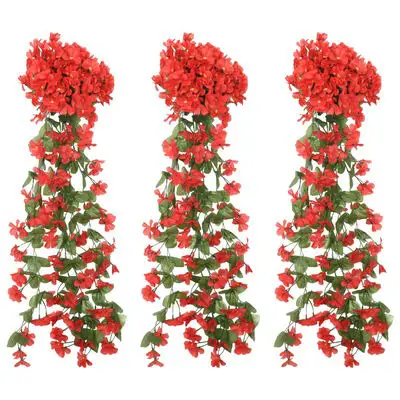 vidaXL Weihnachtskränze Blumen 3 Stk. Rot 85 cmSKU:359053