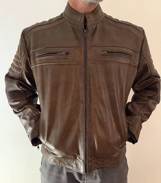 Braune VIKKING Lederjacke im Used-Look für Herren