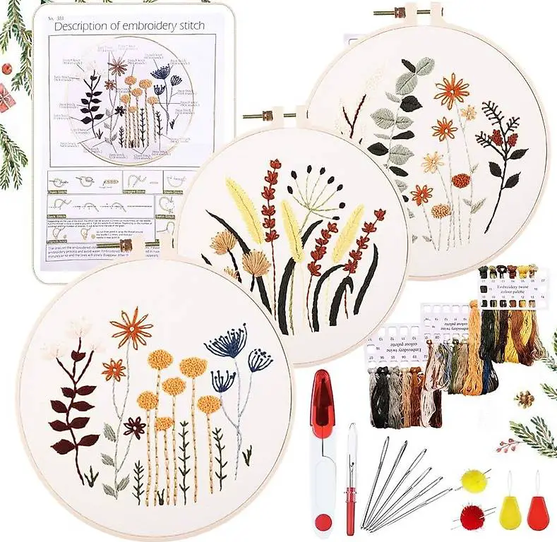 Weisses Stickerei-Set für Einsteiger, 24-teilig