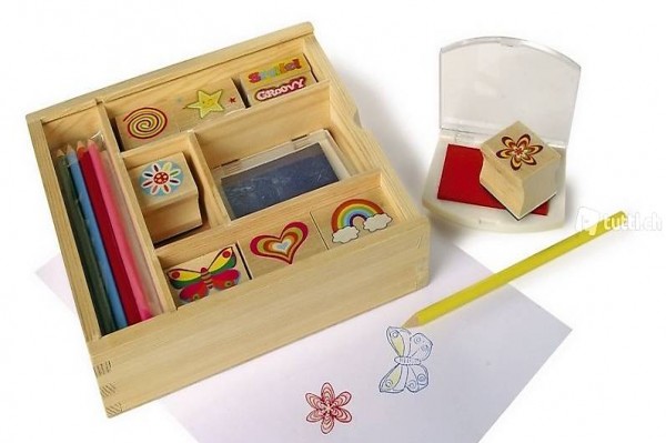  Malset mit Stempel und Buntstiften