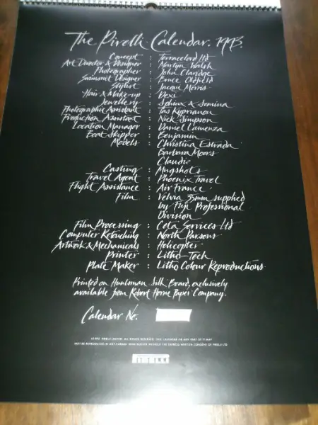 Pirelli Original Kalender 1993 Nr. 4816