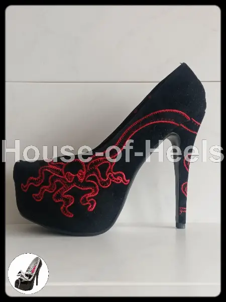 Escarpins TooFast 39 talon 15 cm plateau 4 cm velours noir