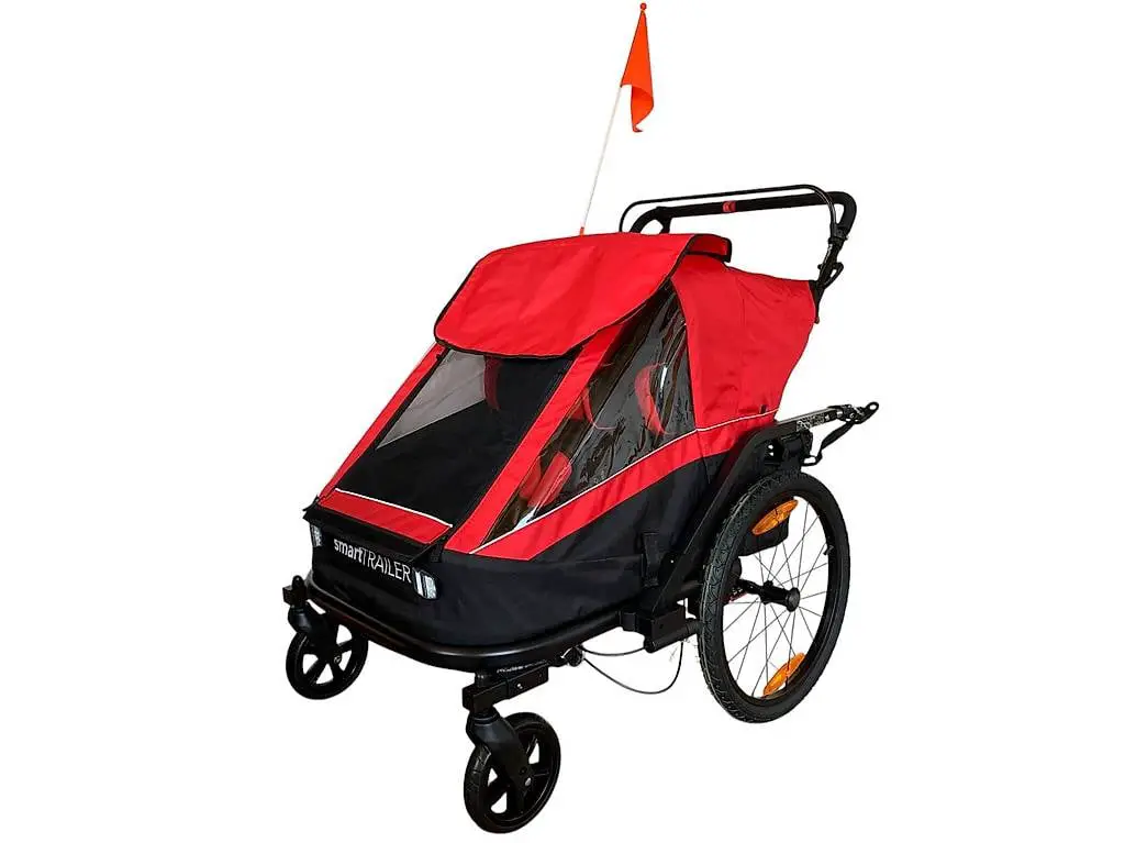 Kinder Fahrradanhänger Kinderwagen Jogger 3in1 AQUAMARIN ROT