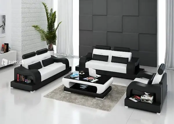  LEDERSOFA WOHNLANDSCHAFT 3+2+1 SITZER GARNITUR DESIGN MODERN