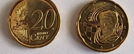 Nikola Tesla Sammlermünze, 20 Cent perfekter Zustand