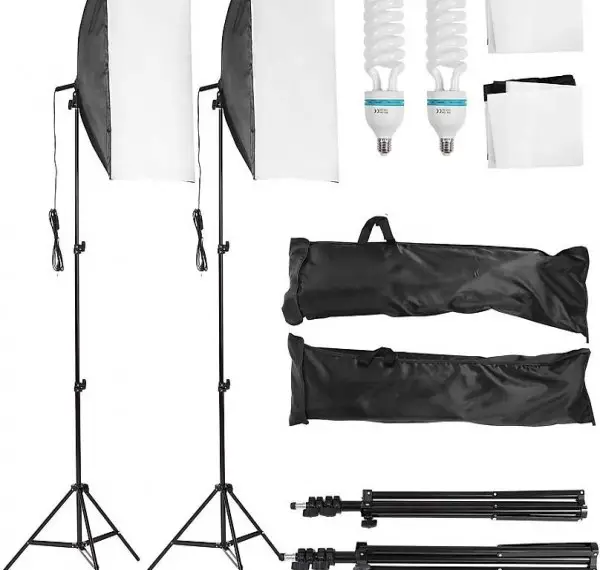  Softbox Fotolampe Studioset mit Höhestellbare Lampenstativ