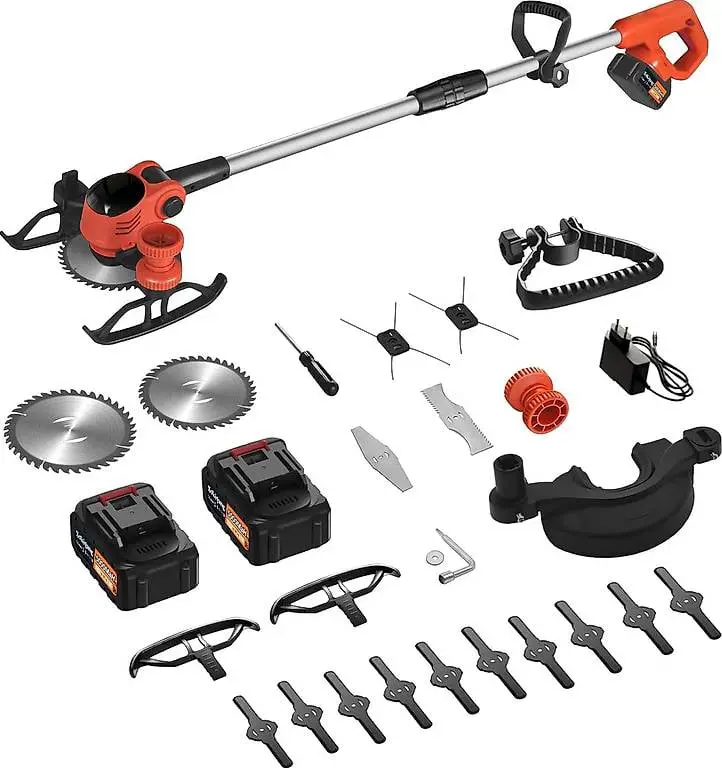 Rasentrimmer Mit Akku 21V, Freischneider Akku Mit Vier Kling