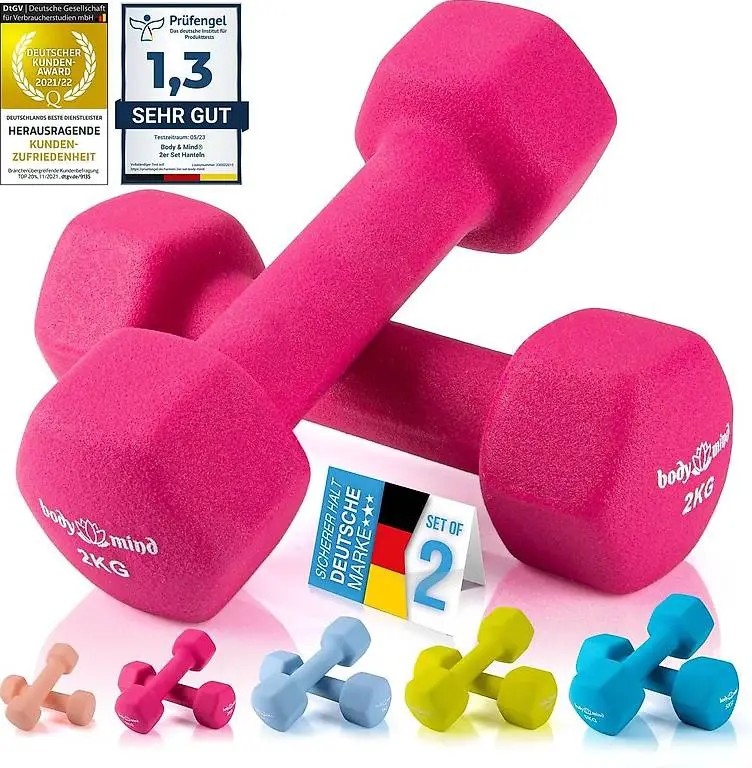 Body & Mind® Hanteln 2er Set Gymnastikhanteln Dumbbells Kurz