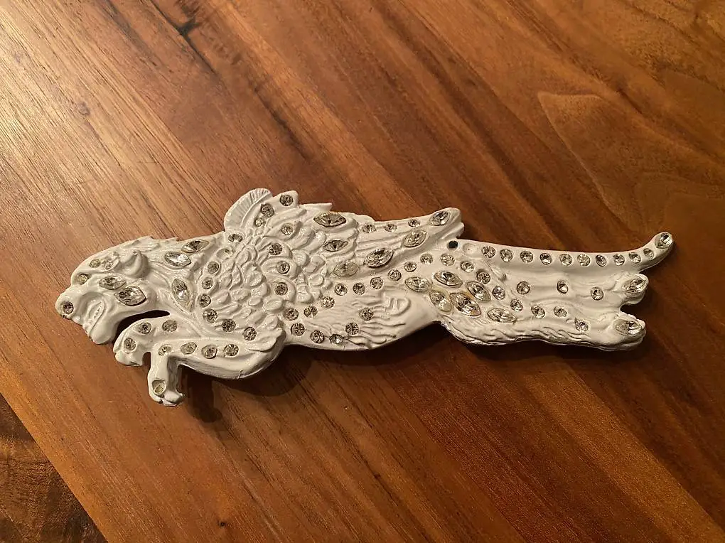 Gurtschnalle Leopard weiss