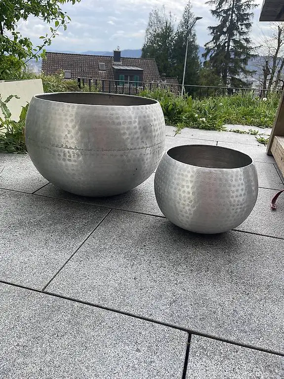 Übertopf für Pflanzen - Silberfarben/ Metall