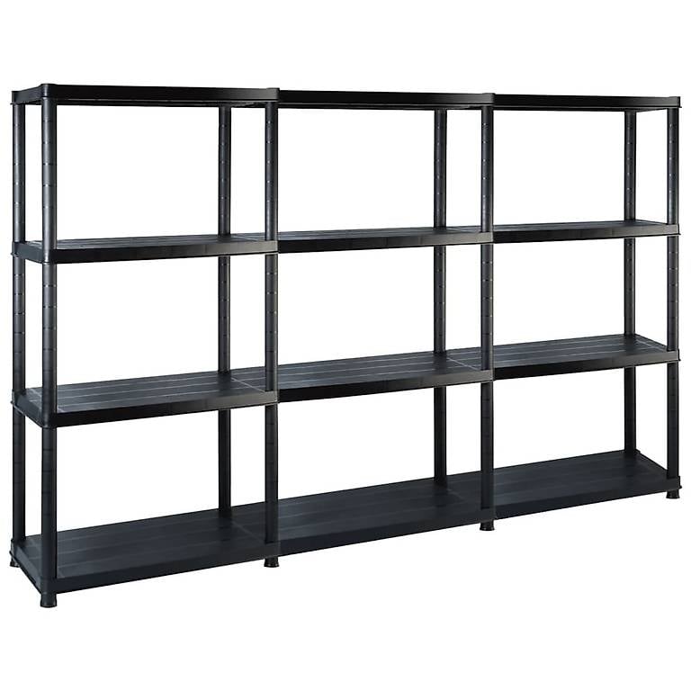 Lagerregal mit 4 Böden Schwarz 183x30,5x130 cm Kunststoff