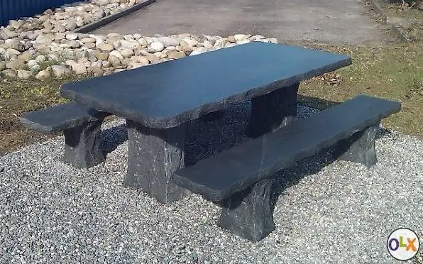 Granittisch mit Bänke massiv 1300kg Aktion anstatt 4400.-