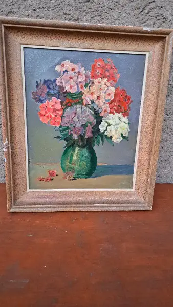 tableau ancien bouquet de fleurs