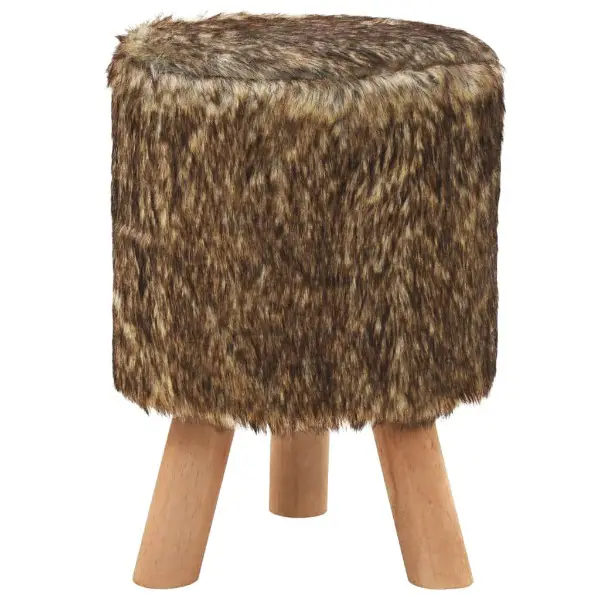  Hocker Kunstfell Rund 28 x 40 cm Braun