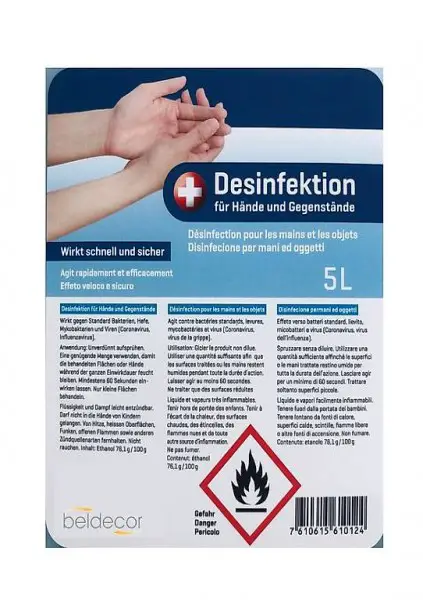  Desinfektion für Hände und Gegenstände. Schweizer Produkt