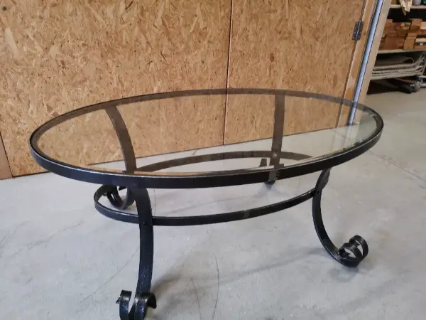 Beistelltisch Glastisch oval antik