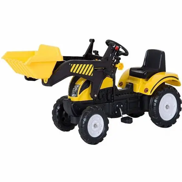  Tretauto Traktor mit Fontlader ab 3 Jahre Schwarz+Gelb