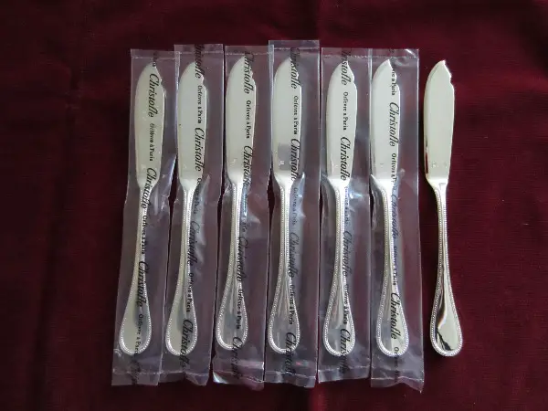 Perles Christofle 7 Fischmesser versilbert