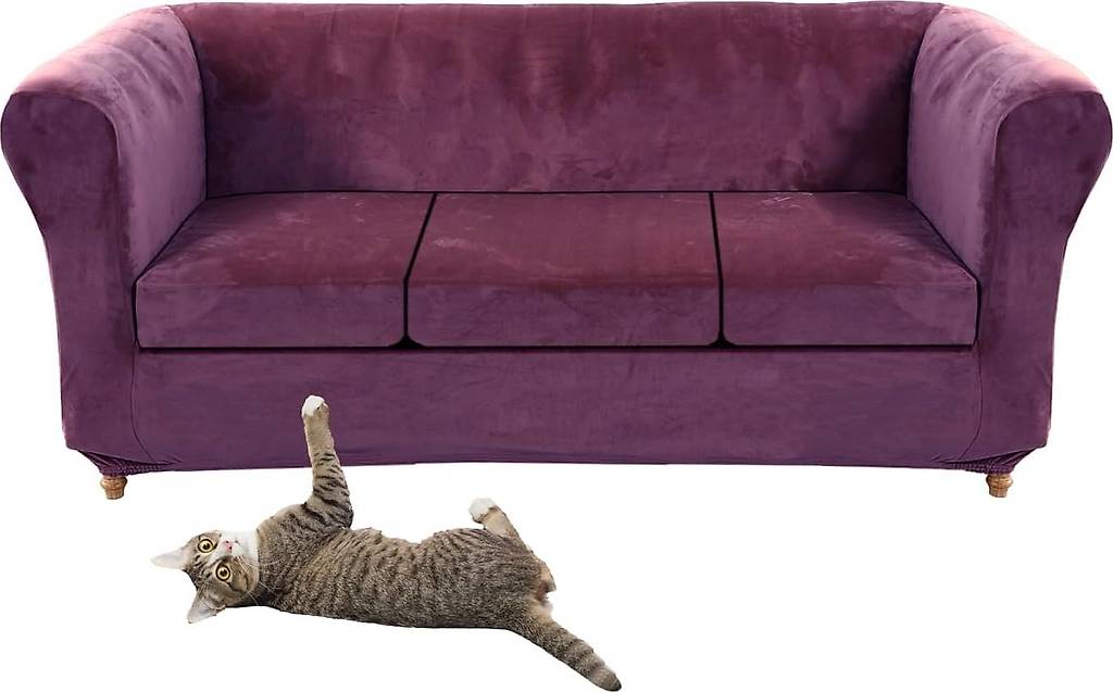 Stretch Samt Chesterfield Sofabezug Vintage Stil Couchbezug