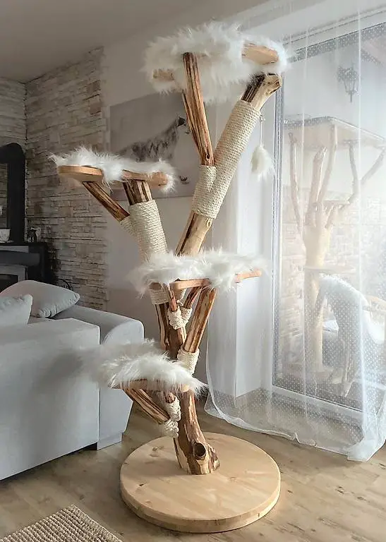 naturholz katzenbaum holz kratzbaum massive tischlerarbeit